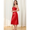 cheibear Women's Breathable V-Neck Satin Silky Camisole Midi Nightdress - 4 of 4