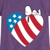 Girls' - Peanuts - Snoopy On Flag Heart Fitted Short Sleeve Graphic T-Shirt - 2 of 4