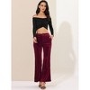 INSPIRE CHIC Women's Stripe Side Wide Leg Velvet Flared Pants with Pockets - 3 of 4