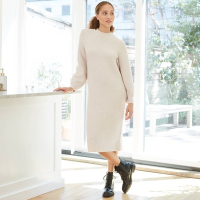 long cream sweater dress