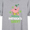 Women's SpongeBob SquarePants Happy St. Patricks Day Oversized Graphic T-Shirt - Heather Grey - Small - 2 of 4