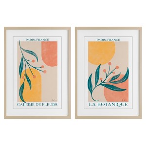 Stupell Industries Botanicals over Geometrics 2pc Framed Print Under Glass Set - 1 of 4