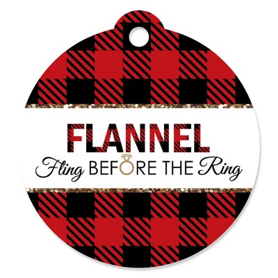 Big Dot of Happiness Flannel Fling Before the Ring - Buffalo Plaid Bachelorette Party Favor Gift Tags (Set of 20)