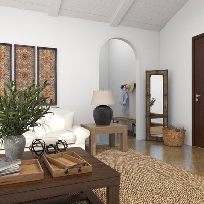 Rustic Brown Wood Full-Length Rectangular Floor Mirror