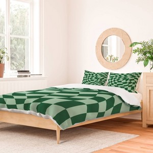 Deny Designs Mariamariacreative Play Checkers Sage Queen/Full Duvet and Sham Set (2-3pc Set) - 1 of 4