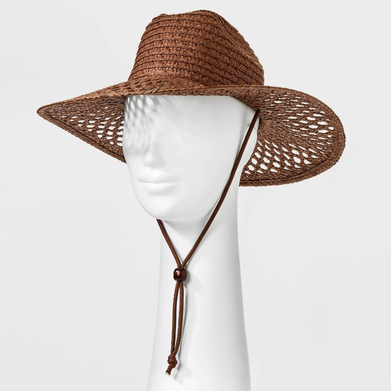 Paper Hand Woven and Braided Open Hole Pattern Rancher Hat - Universal Thread™, 3 of 6