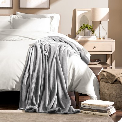 Light Grey Microplush Fleece Throw Blanket for All Seasons