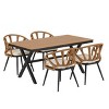 5 Piece Outdoor Patio Dining Set,Plastic Wood Dining Table and 4 Rattan Chairs Set,Modern Garden Dining Furniture Set for Lawn,Deck-Coolbibila - 4 of 4