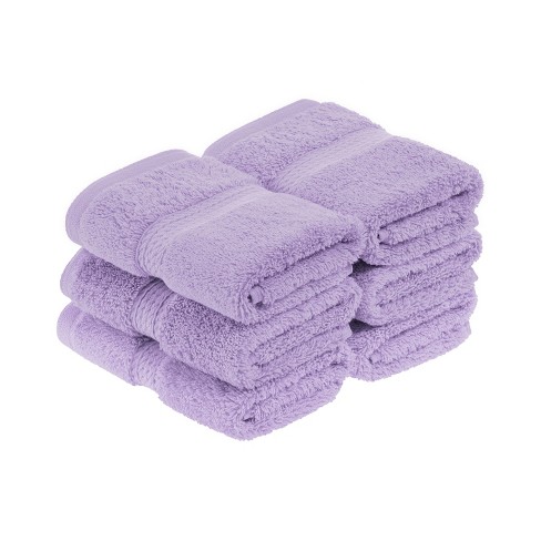 Solid Luxury Premium Cotton 900 GSM Highly Absorbent 6 Piece Face Towel/  Washcloth Set, Purple by Blue Nile Mills