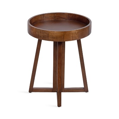 Avery Round Walnut Brown Mango Wood Side Table