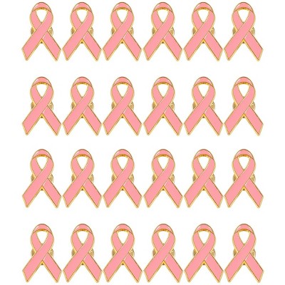 Juvale 24 Pack Breast Cancer Awareness Ribbon Lapel Pins For Charity ...