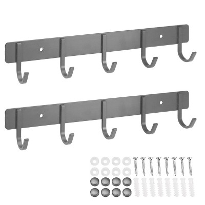 LunaLulinlk 2Pcs Coat Rack Wall Mount, Towel Hook Rack Key Holder for Wall, Entryway Bathroom Wall Hooks Hanger 5 Hooks
