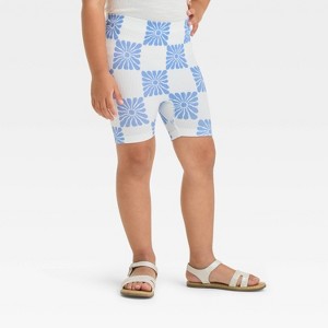 Grayson Mini Toddler Girls' Checkered Bike Shorts - Blue - 1 of 3