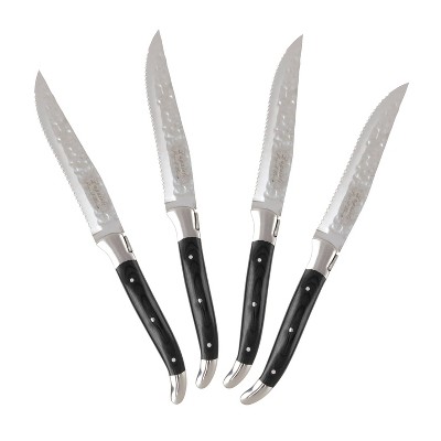 Laguiole 8-piece Serrated Steak Knife Set Stainless Steel Black wood handle  for sale online