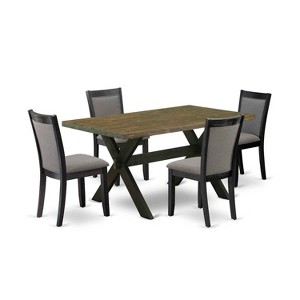 HomeStock 5-Piece Distressed Jacobean Finish Solid Wood Top Dining table with 4 Chairs - 1 of 4