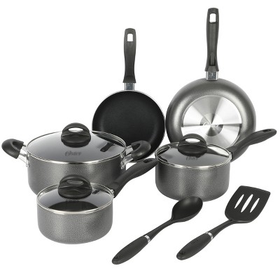  Oster 127710.1 Non-Stick Aluminum Cookware Set, Black & Grey  Speckle - 10 Piece : Home & Kitchen