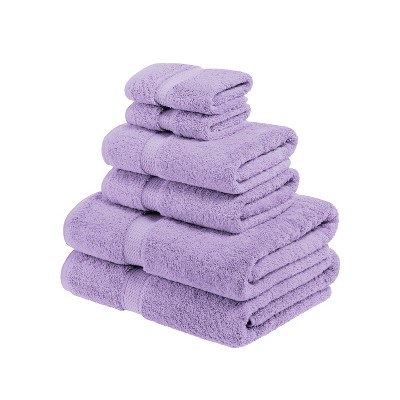 Image of Solid Luxury Premium Cotton 900 GSM Highly Absorbent 6 Piece Bathroom Towel Set, Purple by Blue Nile Mills