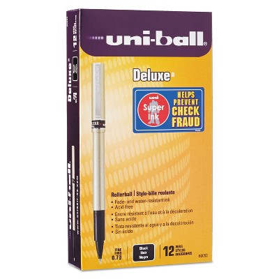 uni-ball Stick Roller Ball Pen Fine 0.7mm Black Ink Champagne Barrel Stand 60052