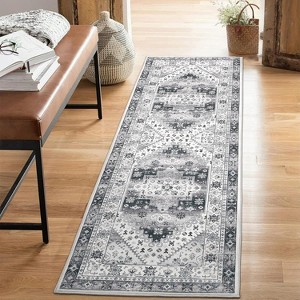 Runner Rug 2x6 Non Slip Washable Vintage Distressed Indoor Rug Low Pile Foldable Floral Print Carpet Runner Ultra Soft Traditional Runner Carpet for - 1 of 4
