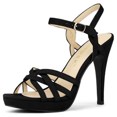 Allegra K Women's Slingback Crisscross Strap Strappy Platform Stiletto Heels Sandals