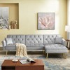 NicBex Modern Velvet Reversible Sofa Bed,L-Shaped Couch with Movable Ottoman and Nailhead Trim for Living Room,Apartment,Office,Gray - 2 of 4