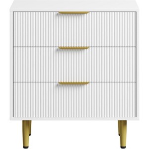 Coucheta 3 Drawer Dresser, Modern Black Fluted Dresser for Bedroom, Wood Chest of Drawers Nightstand with Metal Handles & Legs - 1 of 1