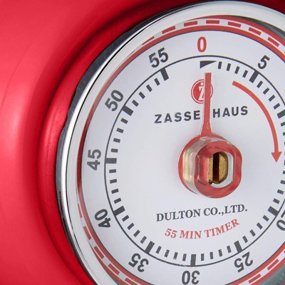 Zassenhaus Magnetic Retro 60 Minute Kitchen Timer, 2.75-Inch, Red