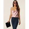 cheibear Women's Satin Cowl Neck Cami Top with Long Pant PJ Loungewear Silky Pajama Set - 3 of 4