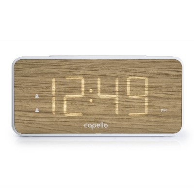 Extra Large Display Digital Alarm Clock White/Pine - Capello_1