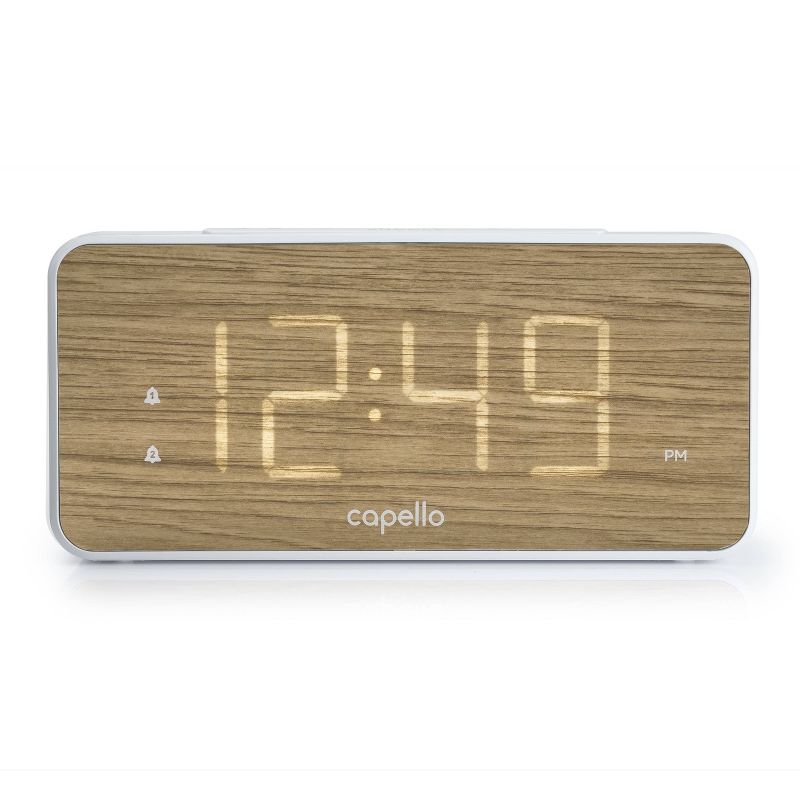 Extra Large Display Digital Alarm Clock White/Pine - Capello, 1 of 10