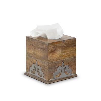 GG Collection Wood and Inlay Metal Heritage Collection Square Tissue Box Cover