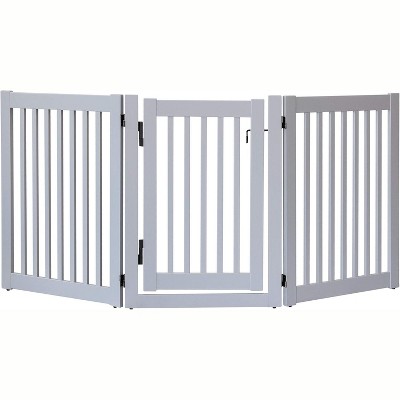 Dynamic Accents Highlander Series Solid Wood Pet Gates are Handcrafted by Amish Craftsman - 32 High - 3 Panel Walk Through - Pumice Grey