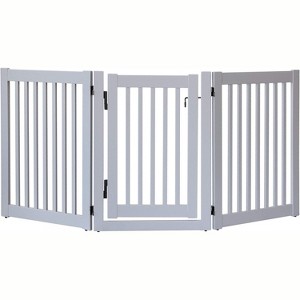 Dynamic Accents Highlander Series Solid Wood Pet Gates are Handcrafted by Amish Craftsman - 32 High - 3 Panel Walk Through - Pumice Grey - 1 of 2