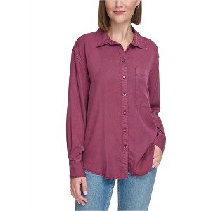 Calvin Klein Womens Solid Boyfriend Button Up Shirt - 1 of 1