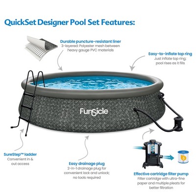 Funsicle 14ft Gray PVC Round Above Ground Pool with Pump