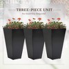 Syemin  High Planters, with drainage hole, indoor and outdoor planters for patio, terrace and balcony, Black, 15.75"*15.75"*28" - 4 of 4