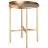 Prague Round Side Table - Light Grey Oak/Gold - Safavieh. - 3 of 4