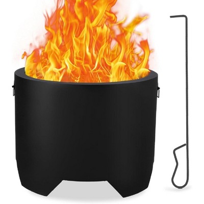 Smokeless Fire Pit, Outdoor Wood Burning Portable Firepit with Removable Ash Pan, Bonfire Pit with Poker, Stand for Outside, Backyard, Patio