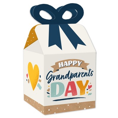 Big Dot of Happiness Happy Grandparents Day - Square Favor Gift Boxes - Grandma & Grandpa Party Bow Boxes - Set of 12