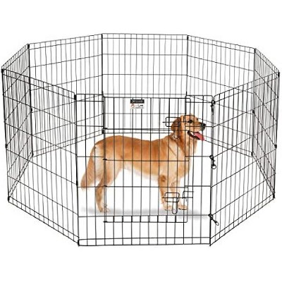 Dog Playpen - Foldable Metal Exercise Puppy Play Pen with 8 24x30in Panels - Indoor/Outdoor Pen with Door for Dogs, Cats or Small Animals by PETMAKER