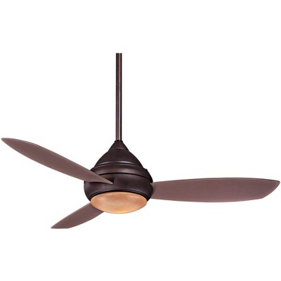 52" Minka Aire Country Cottage Outdoor Ceiling Fan with LED Light Oil Rubbed Bronze Taupe Pietra Glass Wet Rated for Patio Porch