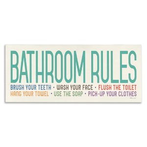 Stupell Industries Bathroom Rules with Teal Text, 30" x 13" - 1 of 4