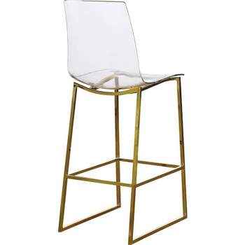 Meridian Furniture Lumen Gold Metal/Lucite Polycarbonate Stool