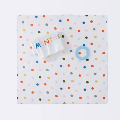 Milestone Swaddle Baby Blanket with Felt Frame - Multi Dot - Cloud Island&#8482;