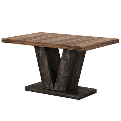Lirago Dark Brown 47" Farmhouse Dining Table Engineered Wood 31.5x47.24x29.5 Rectangle Table 250lb Capacity