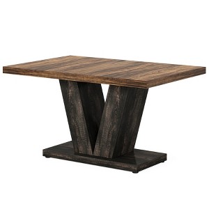 Lirago Dark Brown 47" Farmhouse Dining Table Engineered Wood 31.5x47.24x29.5 Rectangle Table 250lb Capacity - 1 of 4