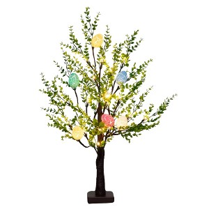 Nearly Natural 2-ft Pre-Lit Artificial Easter Egg Twig Tree with Greens ...