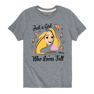 Girls' - Disney Princess - Just A Girl Who Loves Fall Short Sleeve Graphic T-Shirt - 1 of 4