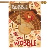 Gobble Turkey Thanksgiving House Flag Holiday Humor 28" x 40" Briarwood Lane - 2 of 4