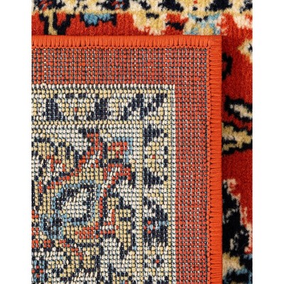 Terracotta and Ivory Square Synthetic Reversible Area Rug